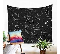 Treer Tapisserie Murales Tissus, Ciel étoilé Tapestry Décor Art Hippie Chambre Salon Dortoir Tenture Lit Couverture Nappe Serviette de Plage Yoga Indienne (152x130cm,Constellation)
