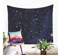 Treer Tapisserie Murales Tissus, Ciel étoilé Tapestry Décor Art Hippie Chambre Salon Dortoir Tenture Lit Couverture Nappe Serviette de Plage Yoga Indienne (203x173cm,Nuit)