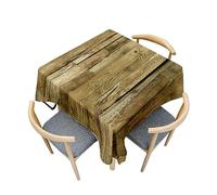 Treer Texture de Planche de Bois Nappe,Effet Lotus Nappe de Table, Nappe de Jardin Lavable,Carré Nappe Anti-Taches en Polyester Adaptée à Décoration Intérieure et Extérieure (150x150cm,Rétro1)