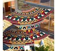 Treer Voile d'ombrage Imperméable Rectangulaire, Boho Mandala Toile Ombrage Plage, Protection UV Rideau de Ciel Polyester pour Extérieur Jardin Terrasse Camping (Rouge et Vert,150x150cm)