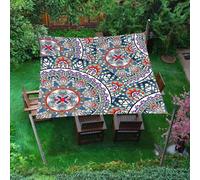 Treer Voile d'ombrage Imperméable Rectangulaire, Boho Mandala Toile Ombrage Plage, Protection UV Rideau de Ciel Polyester pour Extérieur Jardin Terrasse Camping (Vert,200x200cm)