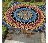 Treer Voile d'ombrage Rectangulaire Imperméable, Motif de Mandala Indien 3D Protection UV 95% Toile Ombrage Extérieur pour Pergola Terrasse Jardin Camping - 4 Cordes incluses (Style 3,2x2.4m)