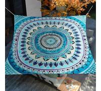 Treer Voile d'ombrage Rectangulaire Imperméable, Toile Ombrage Extérieur Terrasse Protection UV à imprimé Bohème Vintage, Tente Abri avec œillets pour Jardin, Patio, Balcon (Bleu,1,8 x 1,8 m)