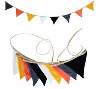 Treer Wimpelkette Stoff Kinderzimmer, Wimpelkette Stoff Bunt - Herbstlicher Deko für Girlande Kinderzimmer Deko, Wanddeko Party (Noir orangé)