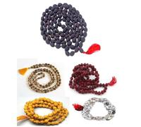Treeratan Ventures Mala Japa unisexe adulte Natural 5 Combo Of Vaijayanti/Lal Chandan/Tulsi/Haldi et Rudraksha noir