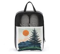 Trees And Mountains Sac à chaussures pour les voyages Sac à chaussures étanche Organiseur de chaussures avec fermeture éclair et poignée Sac à chaussures Pochette à chaussures de golf Sac à crampons