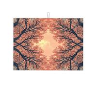 Trees are Blooming All Over The Sky. Grand tapis égouttoir en microfibre réutilisable lavable pour accessoires de cuisine 45,7 x 61 cm