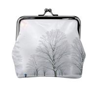 Trees on Snowy Days - Porte-monnaie compact pour femme avec serrure imperméable pour cadeaux de voyage, Noir , Taille unique, Sac à dos décontracté
