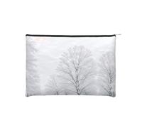 Trees on Snowy Days Trousse à maquillage réutilisable en papier imperméable et légère pour voyage, école et usage quotidien Motif imprimé intégral pour femmes, étudiants, écologistes, Noir , Taille
