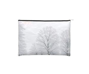 Trees on Snowy Days Trousse à maquillage réutilisable en papier imperméable et légère pour voyage, école et usage quotidien Motif imprimé intégral pour femmes, étudiants, écologistes, Noir , Taille