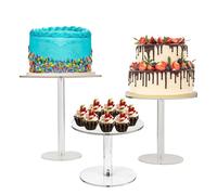 Treesunshine Lot de 3 Présentoirs à Gâteaux en Acrylique, Présentoirs à Gâteau, Presentoir a Gateau Sur Pied, Assiettes à Gâteau Rondes en Acrylique, pour décoration de Noël, fête d'anniversaire