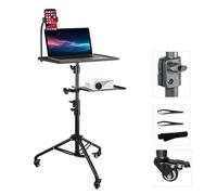 Treesunshine Support de projecteur avec roulettes, support de sol pour tablette avec une bande élastique et un support de sol, hauteur réglable de 60 cm à 120 cm, trépied polyvalent