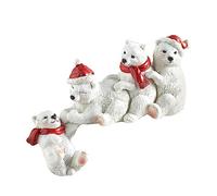 TREETDOBV Décoration de Coin de Table de Noël, Figurines de Nains en Résine, Décorations de Noël, Mini Sculpture en Résine d'ours Polaire de Noël Assis Père Noël Ours Polaire pour étagère,(Blanc)