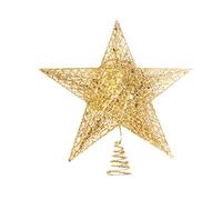 Treetop Star ÉToile Sapin De NoëL DoréE en MéTal 19X16X4cm Topper Sapin Pailleté DéCoration De Table pour FêTes RéUnions