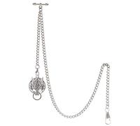 TREEWETO Albert Montre de poche pour homme avec 2 crochets Motif loup antique, Argenté., Antique