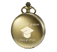 TREEWETO Cadeaux de remise de diplôme personnalisés pour lui université ou lycée, fournitures de fête de remise de diplôme, montre de poche gravée