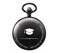 TREEWETO Montre à gousset gravée avec inscription « College High School » pour fils, fille, homme, garçon, camarades de classe, Noir ,