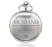 TREEWETO Montre à gousset gravée pour homme, mari vers mon mari, pour un anniversaire, la Saint-Valentin, un mariage, argenté, Luxueux et unique