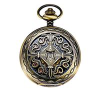 TREEWETO Montre à gousset mécanique pour homme avec boîtier en cuivre style steampunk antique Bronze/noir