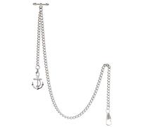 TREEWETO Montre de Poche Albert pour Homme avec 2 Crochets avec Pendentif Ancre Antique, Argenté., Antique