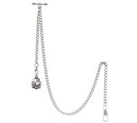 TREEWETO Montre de Poche Albert pour Homme avec 2 Crochets avec Pendentif Bouclier Antique, Argenté., Antique