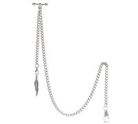 TREEWETO Montre de Poche Albert pour Homme avec 2 Crochets avec Pendentif Feuille Antique en cuivre et Barre en T, Argenté., Antique