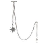 TREEWETO Montre de poche Albert pour homme avec 2 crochets et pendentif gouvernail antique, Argenté., Antique