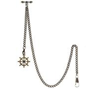 TREEWETO Montre de poche Albert pour homme avec 2 crochets et pendentif gouvernail antique, bronze, Antique