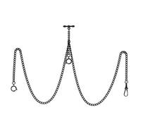TREEWETO Montre de poche double Albert avec barre en T - 40,6 cm - 3 crochets - Bronze/argenté/doré/noir - Barre en T classique antique, Noir , Antique