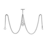 TREEWETO Montre de poche double Albert pour homme avec 3 crochets et pendentif arbre de vie antique, Argenté., Antique