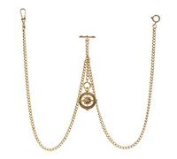 TREEWETO Montre de poche double Albert pour homme avec 3 crochets et pendentif boussole antique, doré, Vintage