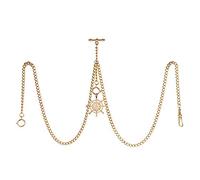 TREEWETO Montre de poche double Albert pour homme avec 3 crochets et pendentif gouvernail antique, doré, Antique