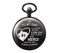 TREEWETO Montre de poche gravée pour homme - Cadeau de la part de sa fille - Pour mon papa - Pour anniversaire, fête des pères, mariage noir