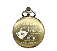 TREEWETO Montre de poche gravée pour homme - Cadeau de la part de sa fille - Pour mon papa - Pour anniversaire, fête des pères, mariage bronze