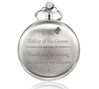 TREEWETO Montre de poche gravée pour homme - Cadeau pour marié, père, père de la mariée, cadeau de mariage, 5. Father for Groom Silver, Moderne