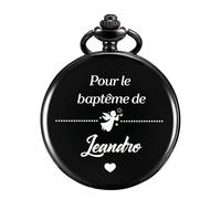 TREEWETO Montre de Poche Gravure Personnalisée Baptême Communion, Prénom et Date, Cadeau pour Mariage Anniversaire Ans Baptême Cadeaux Fête