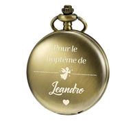 TREEWETO Montre de Poche Gravure Personnalisée Baptême Communion, Prénom et Date, Cadeau pour Mariage Anniversaire Ans Baptême Cadeaux Fête