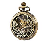 TREEWETO Montre de Poche mécanique avec Chiffres Romains et Ailes d'aigle, Bronze, Bronze