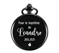 TREEWETO Montre de Poche personnalisée avec Gravure Motif Colombe et Personnaliser Le nom - Cadeau pour baptême, Communion, Confirmation, Confirmation
