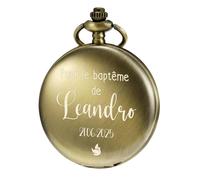 TREEWETO Montre de Poche personnalisée avec Gravure Motif Colombe et Personnaliser Le nom - Cadeau pour baptême, Communion, Confirmation, Confirmation