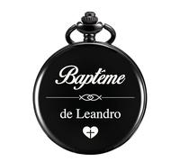 TREEWETO Montre de Poche personnalisée avec Gravure Motif de Poisson et Personnaliser Le nom - Cadeau pour baptême, Communion, Confirmation, Confirmation