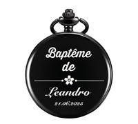 TREEWETO Montre de Poche personnalisée avec Gravure Motif Motif Floral et Personnaliser Le nom et la Date - Cadeau pour baptême, Communion, Confirmation, Confirmation