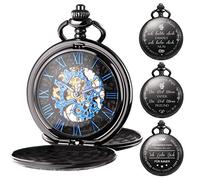 TREEWETO Montre de poche pour homme - Gravure personnalisée - Avec chaîne - Cadeau classique - Cadeau mécanique - Cadeau de mariage - Meilleur homme, 1. Noir., Classique