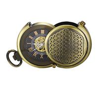 TREEWETO Montre de Poche Unique Bronze Cas de Creux Squelette Mécanique pour Les Hommes Femmes avec chaîne