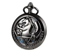 TREEWETO Montre de Poche Unisexe Mécanique à Double Couverture Complète en Métal Alchimiste Squelette Steampunk pour Hommes Femmes avec Chaîne