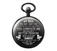 TREEWETO Montre gousset gravée pour homme avec inscription « My Man Fiancé » noir