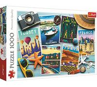 Trefl 10714 Puzzle 1000 Elemente Collage, Reise, Modernes, Kreatives, Türkei, Griechenland, Spanien, Italien, Frankreich, Costa Rica, für Erwachsene und Kinder ab 12 Jahren, Urlaubspostkarten