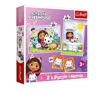 Trefl Puzzle 2-en-1 Gabi's Cat House – Jeu de mémoire – Dès 3 ans