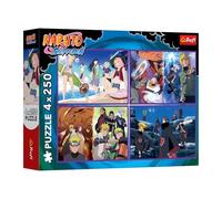 Trefl - 4-in-1 Puzzle: Naruto Shippuden, Puzzle 4-en-1 : Naruto Shippuden, Les Aventures de Naruto Uzumaki - 4 x 250 pièces - Lot de Quatre Puzzles pour Adolescents
