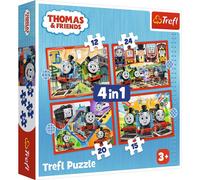 Trefl 4 in 1 Puzzle - Thomas die Lokomotive, 12 + 15 + 20 + 24 Teile, 28.5 x 20.5 cm, 34619